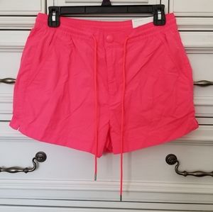 NWT Women's American Eagle Neon Coral High Waisted Nylon Sport Shorts - Small